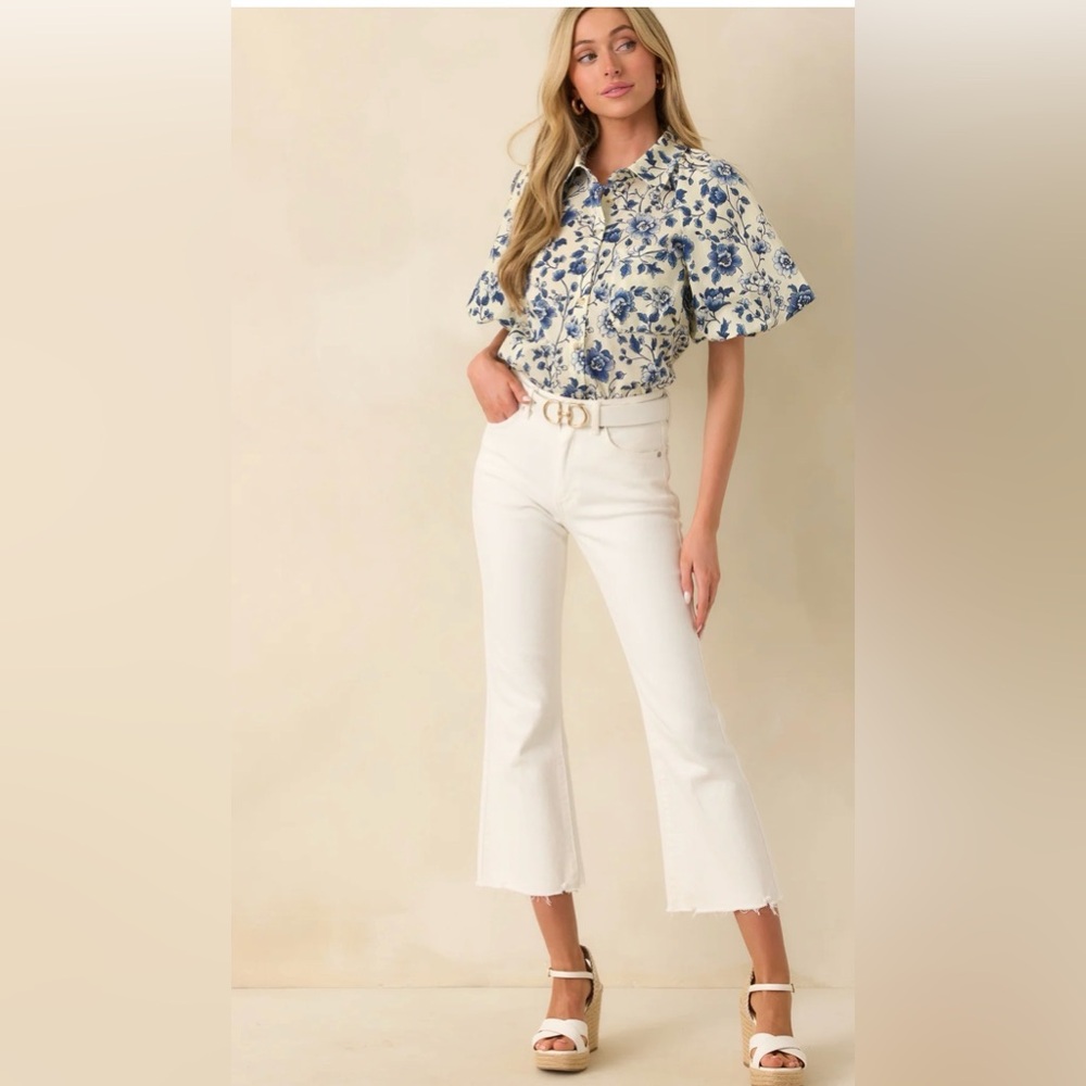 NWT Entro sweet surprise Navy Floral Top Small - Picture 2 of 5